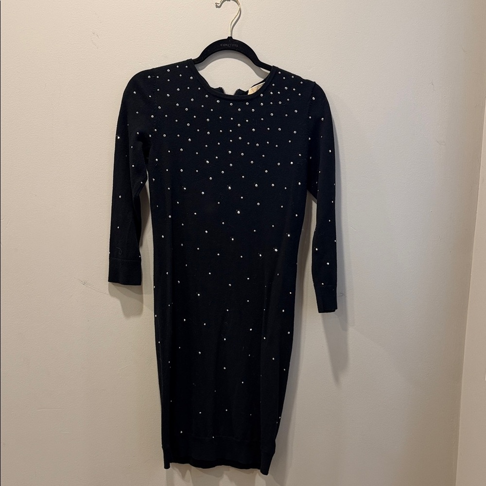 MICHAEL Michael Kors Black Studded Long Sleeve Dress